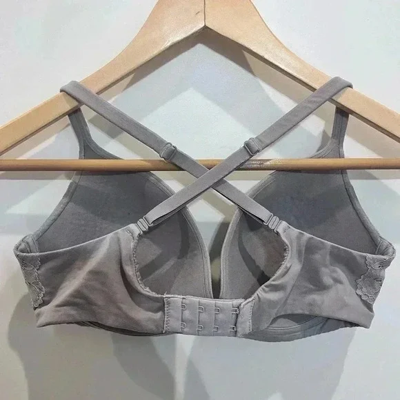 Victoria Secret Bra Body by Victoria No Wire Purple Grey Detachable Straps 34D - Picture 5 of 7